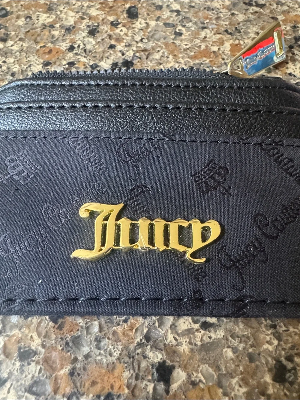 Juicy Couture Black Cardholder with Gold Heart Key Charm